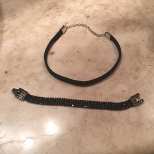 Matching Swarovski black choker /matching bracelet